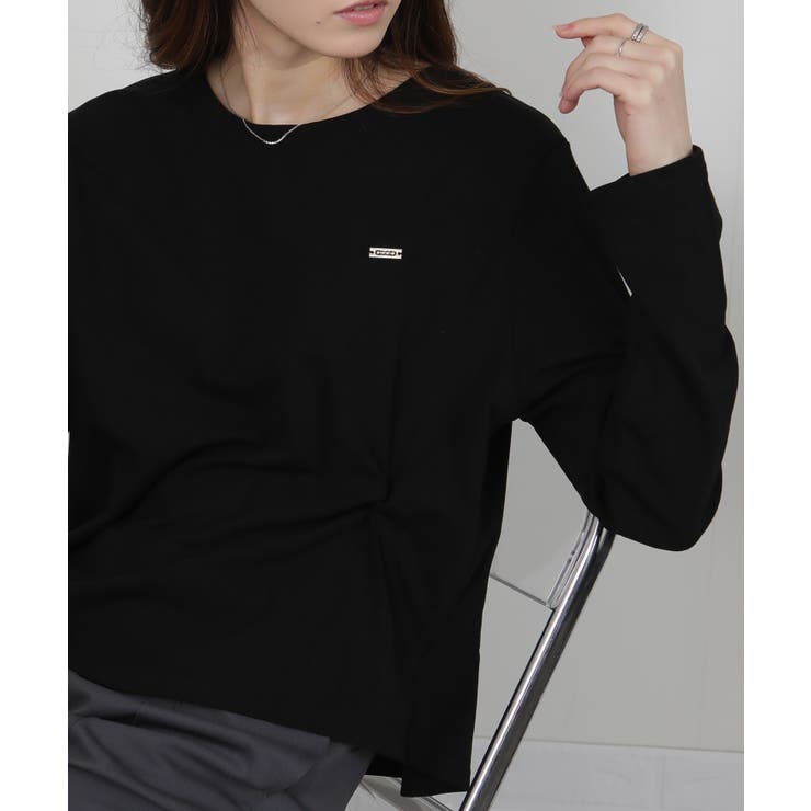 ワンポイント プレート付 裏起毛 アシメデザイン 長袖Tシャツ | Pumpkin  Port | 詳細画像8 