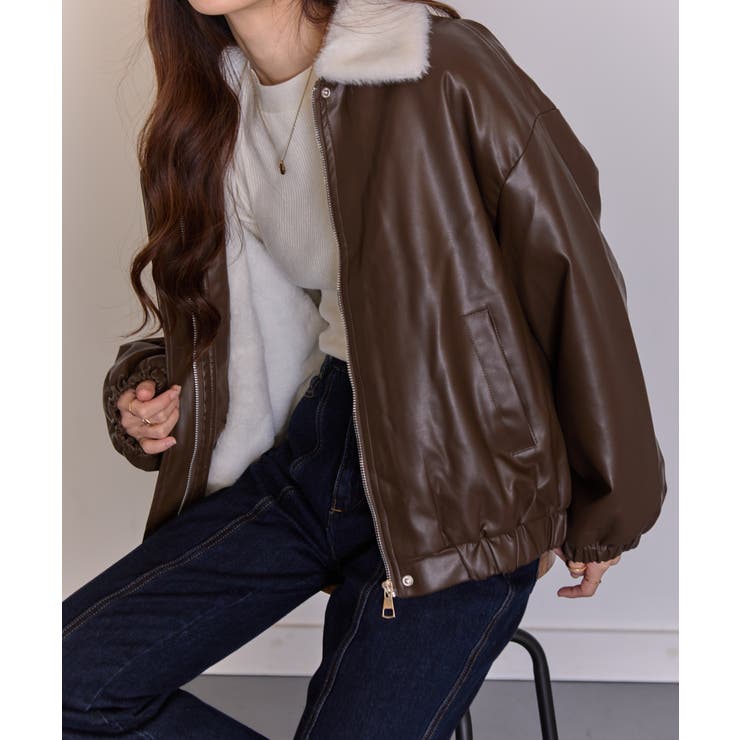 裏地フェイクファー 合成皮革 ブルゾン | Pumpkin  Port | 詳細画像14 