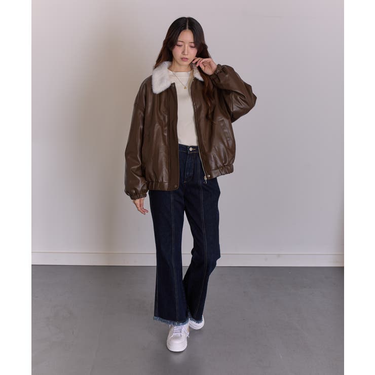 裏地フェイクファー 合成皮革 ブルゾン | Pumpkin  Port | 詳細画像2 