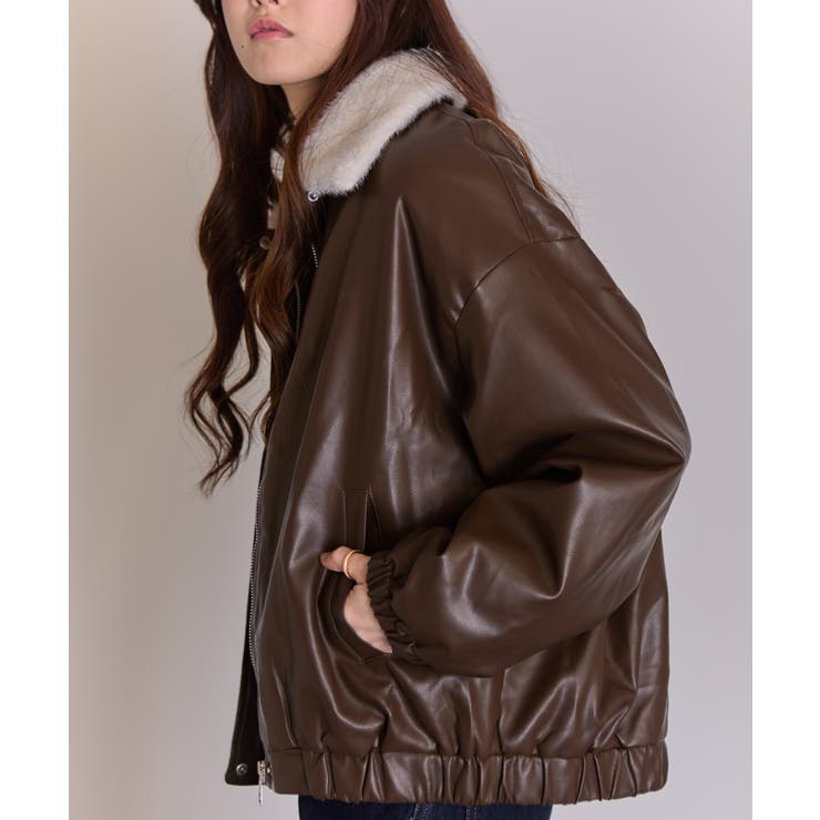 裏地フェイクファー 合成皮革 ブルゾン | Pumpkin  Port | 詳細画像9 