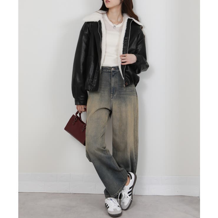 裏総フェイクファー フェイクレザーブルゾン | Pumpkin  Port | 詳細画像16 