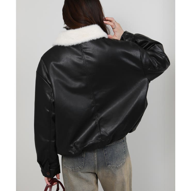 裏総フェイクファー フェイクレザーブルゾン | Pumpkin  Port | 詳細画像20 