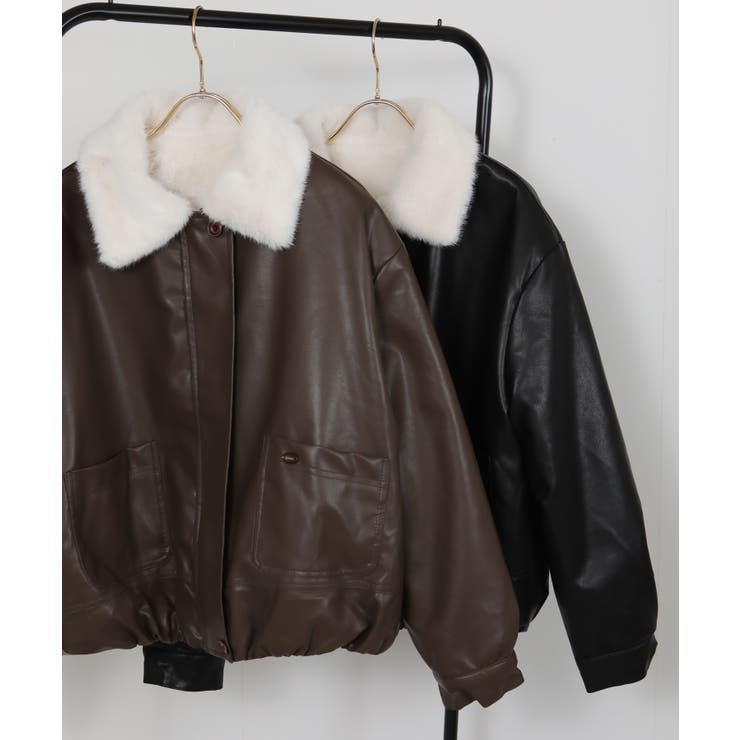 裏総フェイクファー フェイクレザーブルゾン | Pumpkin  Port | 詳細画像24 