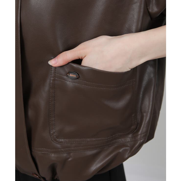 裏総フェイクファー フェイクレザーブルゾン | Pumpkin  Port | 詳細画像31 