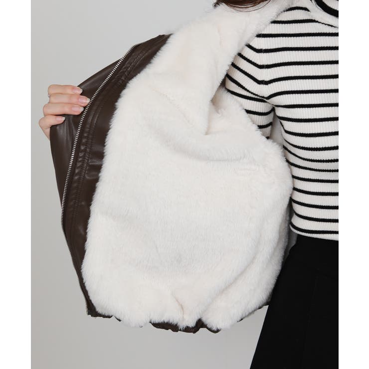 裏総フェイクファー フェイクレザーブルゾン | Pumpkin  Port | 詳細画像33 