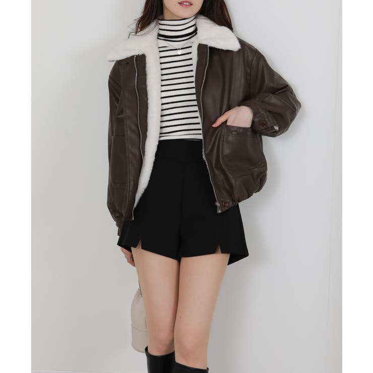 裏総フェイクファー フェイクレザーブルゾン | Pumpkin  Port | 詳細画像8 