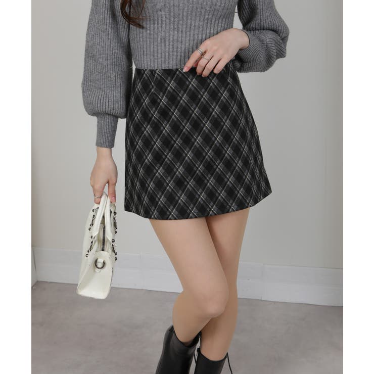 バイアス チェック 台形型 ミニスカート インパン付 | Pumpkin  Port | 詳細画像19 