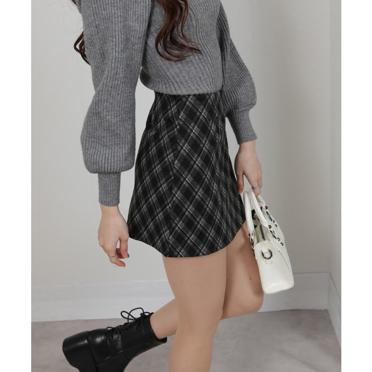 バイアス チェック 台形型 ミニスカート インパン付 | Pumpkin  Port | 詳細画像22 