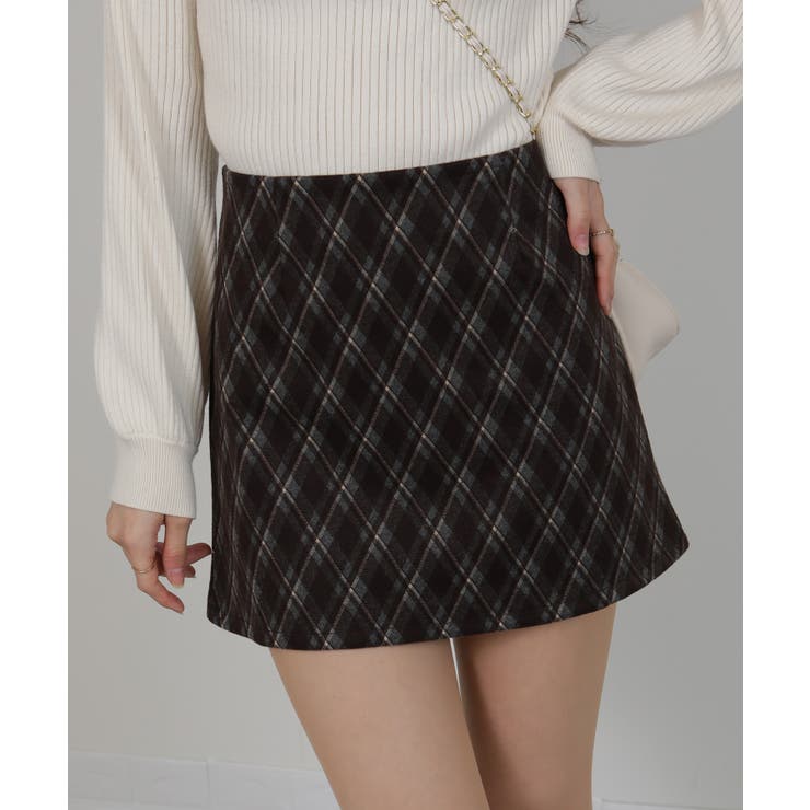 バイアス チェック 台形型 ミニスカート インパン付 | Pumpkin  Port | 詳細画像3 