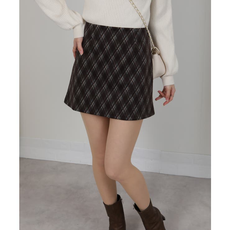 バイアス チェック 台形型 ミニスカート インパン付 | Pumpkin  Port | 詳細画像4 