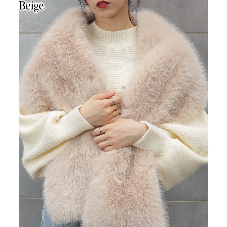 ベージュ | フェイクファー BIGサイズ ストール | Pumpkin  Port