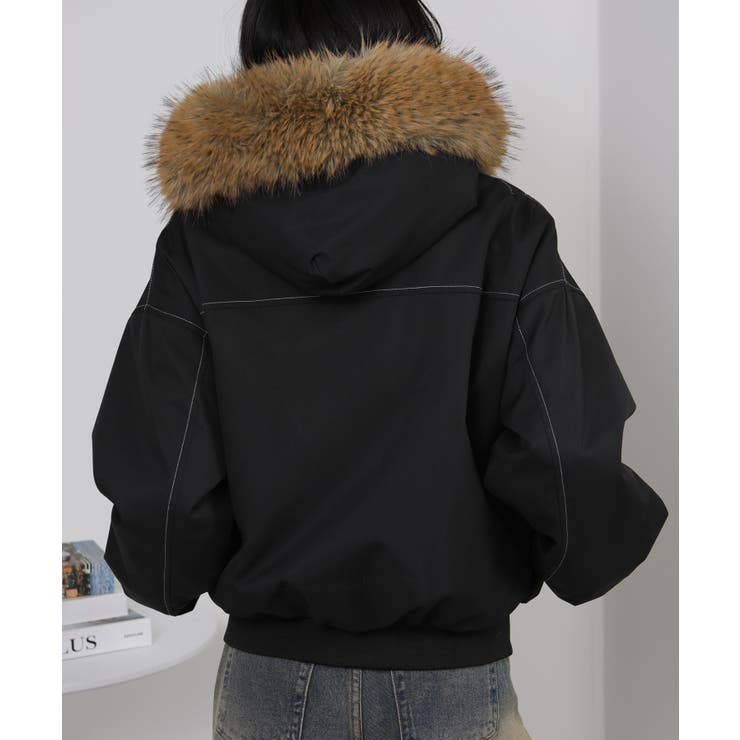 ボリュームファー×裏地ファー ミリタリーブルゾンコート | Pumpkin  Port | 詳細画像13 