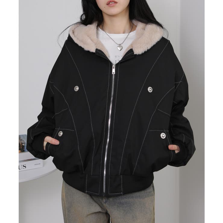 ボリュームファー×裏地ファー ミリタリーブルゾンコート | Pumpkin  Port | 詳細画像16 