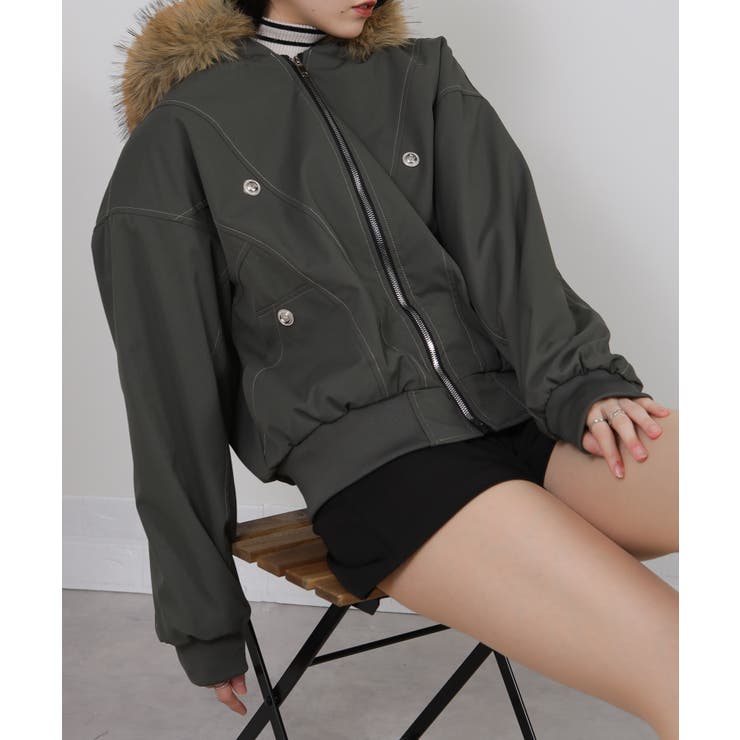 ボリュームファー×裏地ファー ミリタリーブルゾンコート | Pumpkin  Port | 詳細画像25 