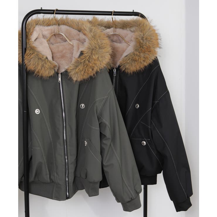 ボリュームファー×裏地ファー ミリタリーブルゾンコート | Pumpkin  Port | 詳細画像28 