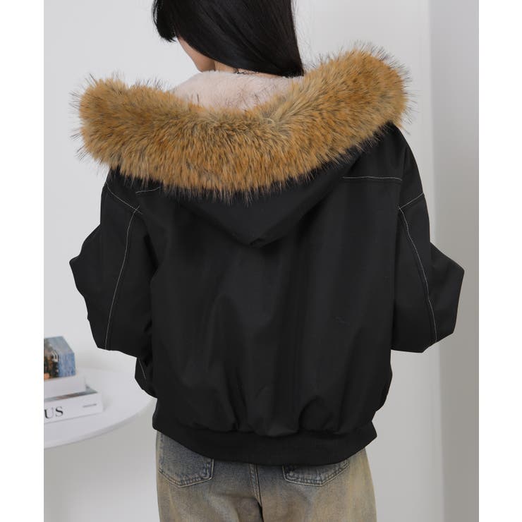 ボリュームファー×裏地ファー ミリタリーブルゾンコート | Pumpkin  Port | 詳細画像6 