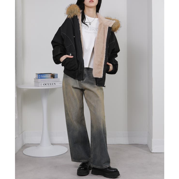 ボリュームファー×裏地ファー ミリタリーブルゾンコート | Pumpkin  Port | 詳細画像8 