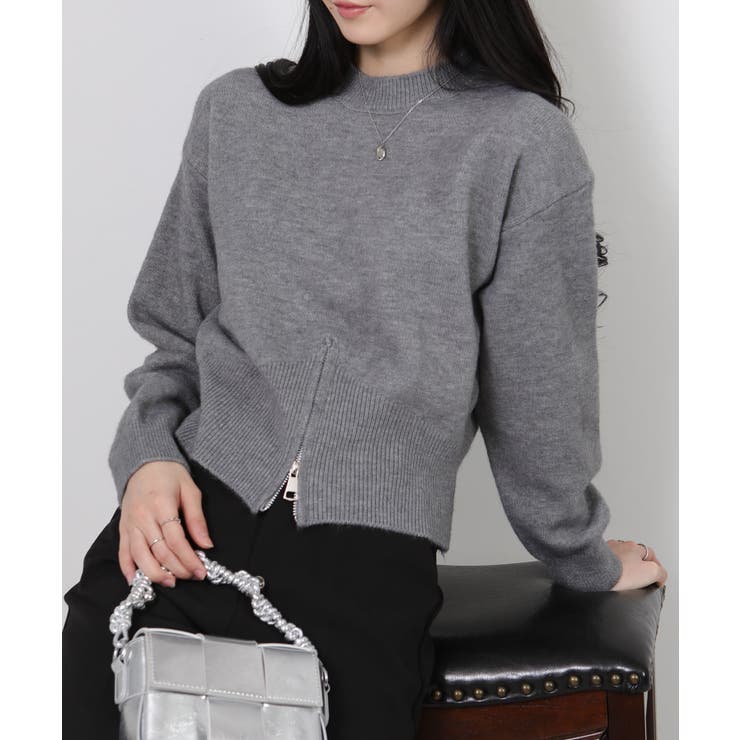 裾ハーフジップ ニットソー トップス | Pumpkin  Port | 詳細画像15 