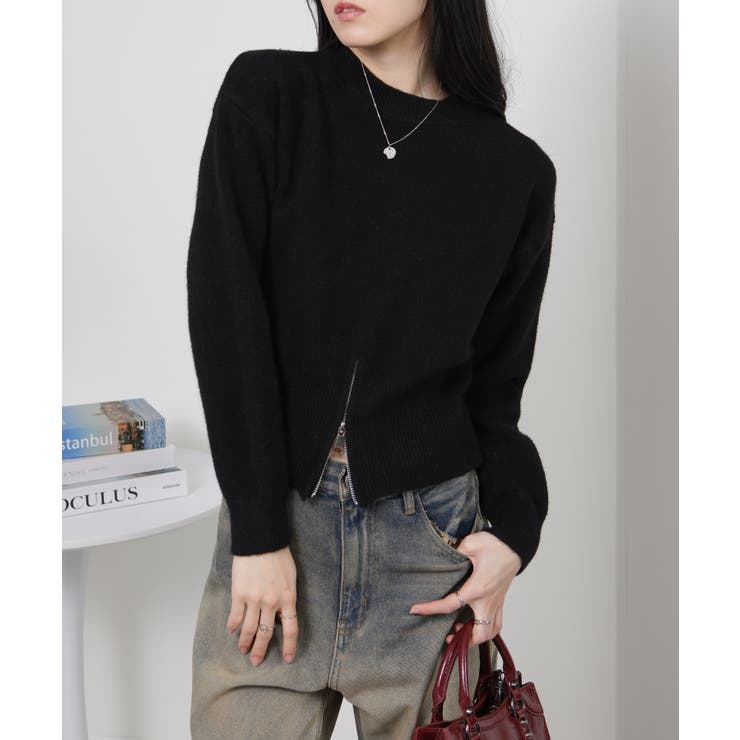 裾ハーフジップ ニットソー トップス | Pumpkin  Port | 詳細画像20 