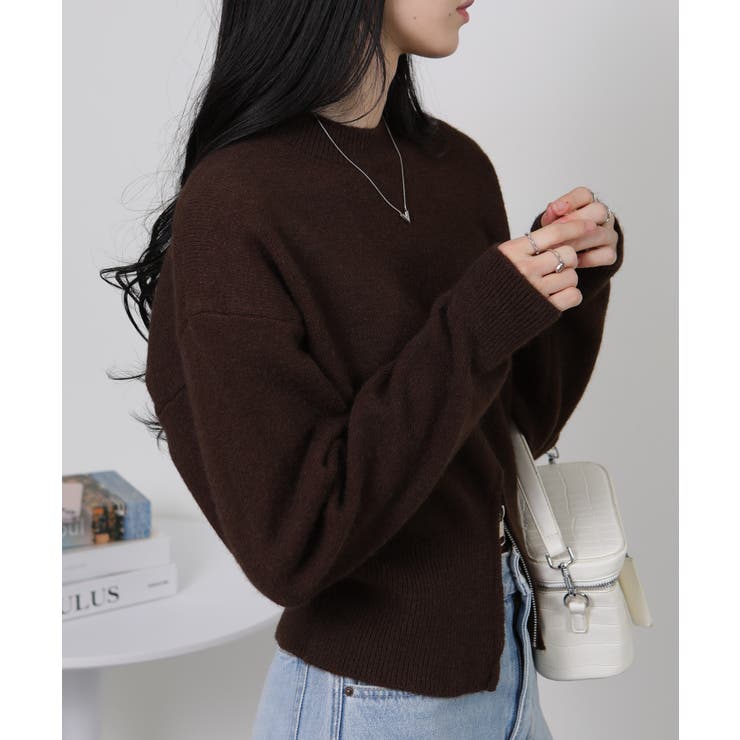 裾ハーフジップ ニットソー トップス | Pumpkin  Port | 詳細画像6 