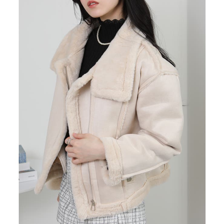 Wベルト フェイクファームートンコート ブルゾン | Pumpkin  Port | 詳細画像15 