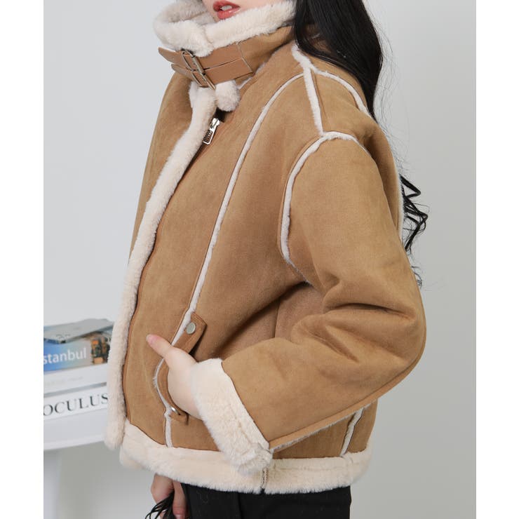 Wベルト フェイクファームートンコート ブルゾン | Pumpkin  Port | 詳細画像6 