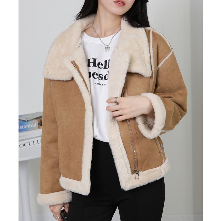 Wベルト フェイクファームートンコート ブルゾン | Pumpkin  Port | 詳細画像7 