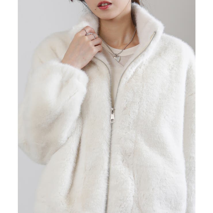 フェイクファー スタンドカラー ジップアップ ポケ付きブルゾン | Pumpkin  Port | 詳細画像11 