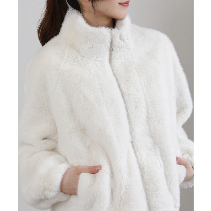 フェイクファー スタンドカラー ジップアップ ポケ付きブルゾン | Pumpkin  Port | 詳細画像13 