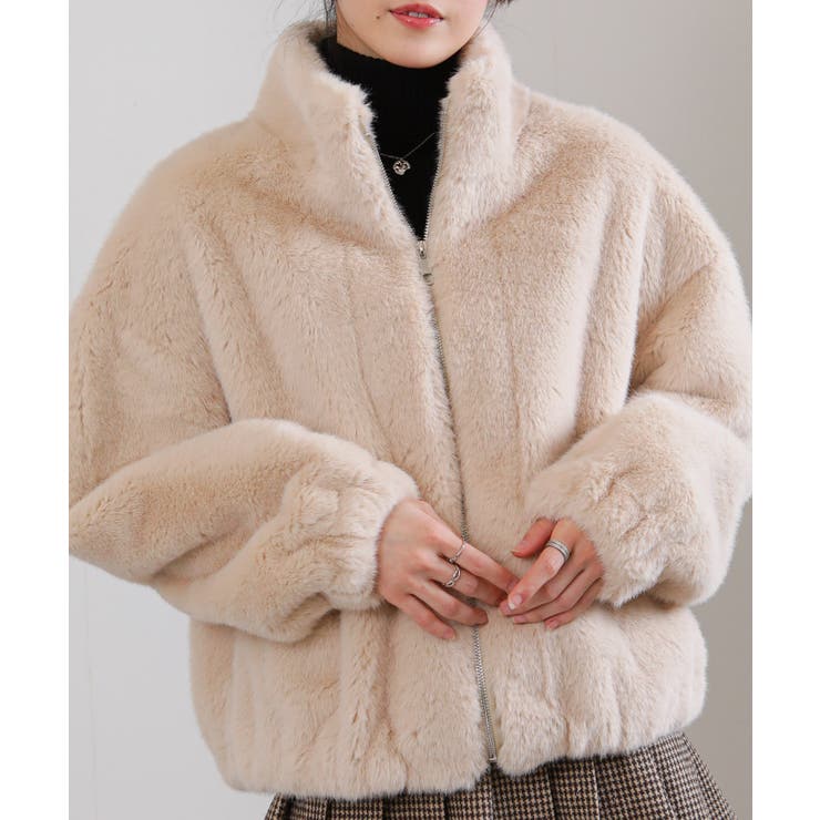 フェイクファー スタンドカラー ジップアップ ポケ付きブルゾン | Pumpkin  Port | 詳細画像16 