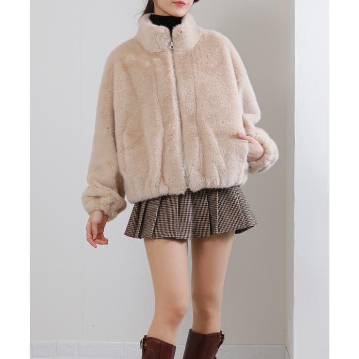 フェイクファー スタンドカラー ジップアップ ポケ付きブルゾン | Pumpkin  Port | 詳細画像22 