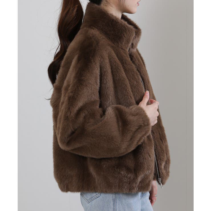 フェイクファー スタンドカラー ジップアップ ポケ付きブルゾン | Pumpkin  Port | 詳細画像3 