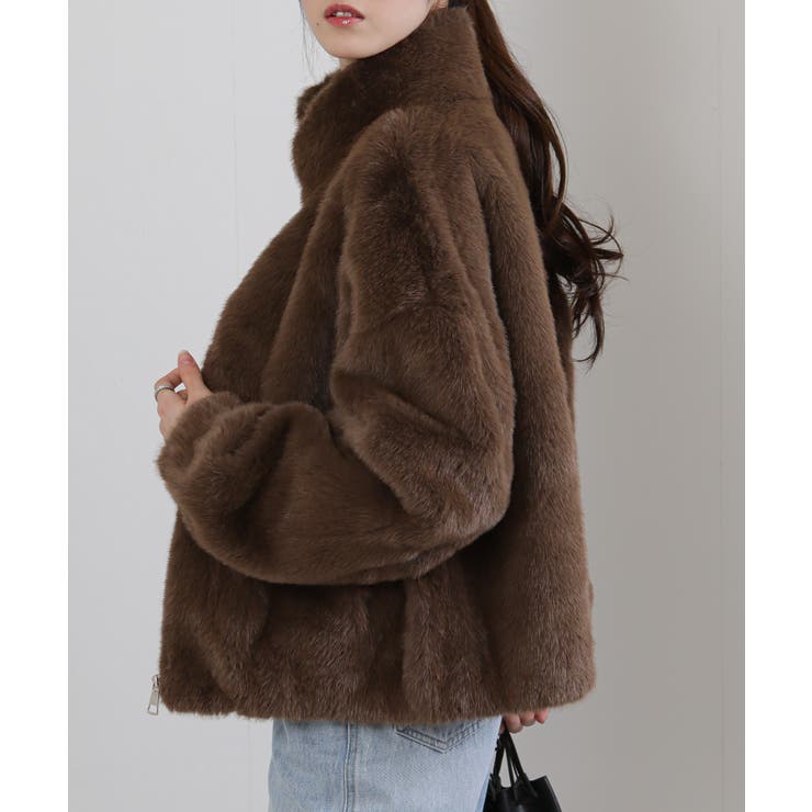 フェイクファー スタンドカラー ジップアップ ポケ付きブルゾン | Pumpkin  Port | 詳細画像6 