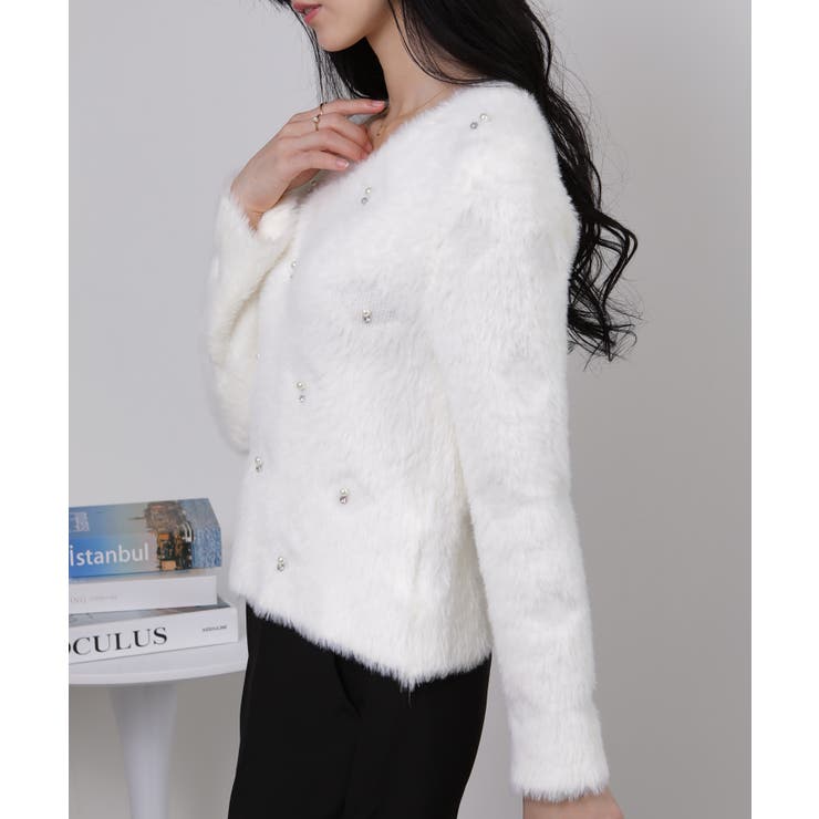 シャギーニット ビジュー付き プルオーバーニットトップス | Pumpkin  Port | 詳細画像5 