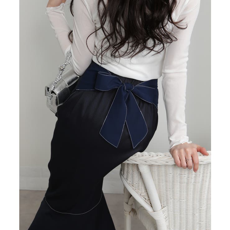 後ろリボン フロントZIP-UP マーメイドロングスカート | Pumpkin  Port | 詳細画像16 