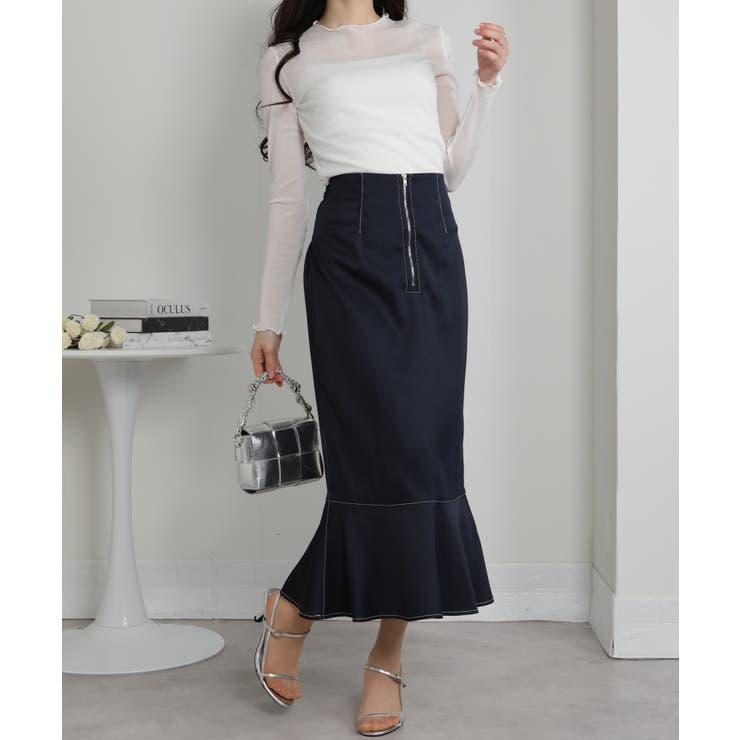 後ろリボン フロントZIP-UP マーメイドロングスカート | Pumpkin  Port | 詳細画像9 