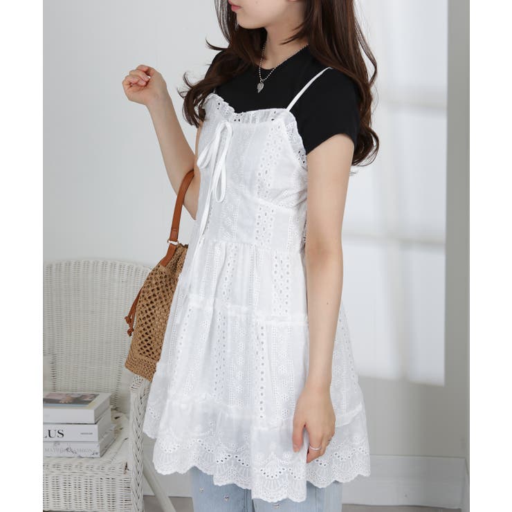 コットン風レース ティアードキャミミニワンピース | Pumpkin  Port | 詳細画像7 