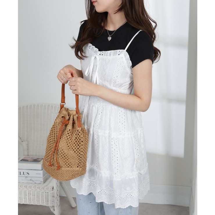 コットン風レース ティアードキャミミニワンピース | Pumpkin  Port | 詳細画像8 