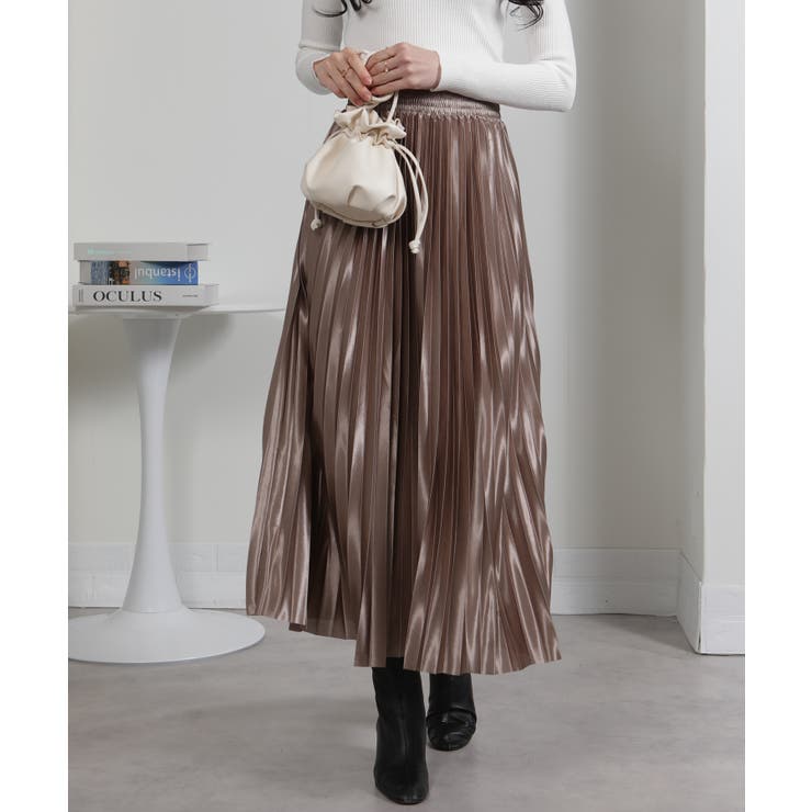 サテン プリーツロングスカート | Pumpkin  Port | 詳細画像11 