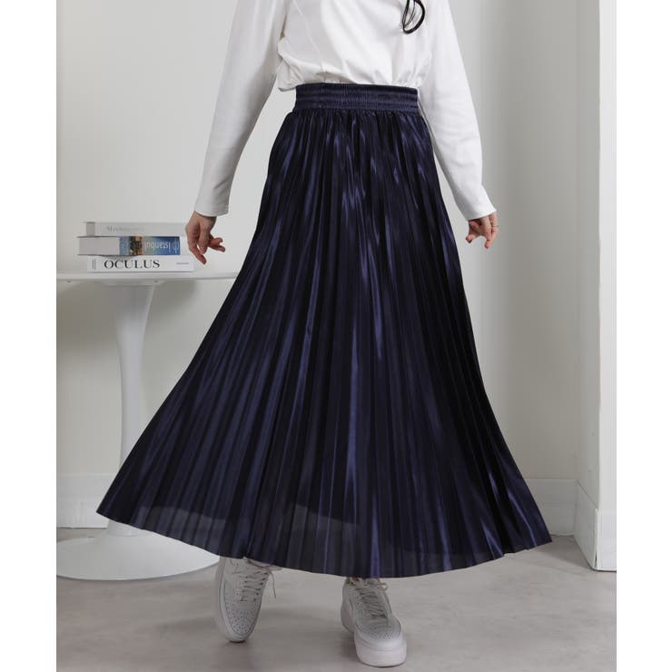 サテン プリーツロングスカート | Pumpkin  Port | 詳細画像4 