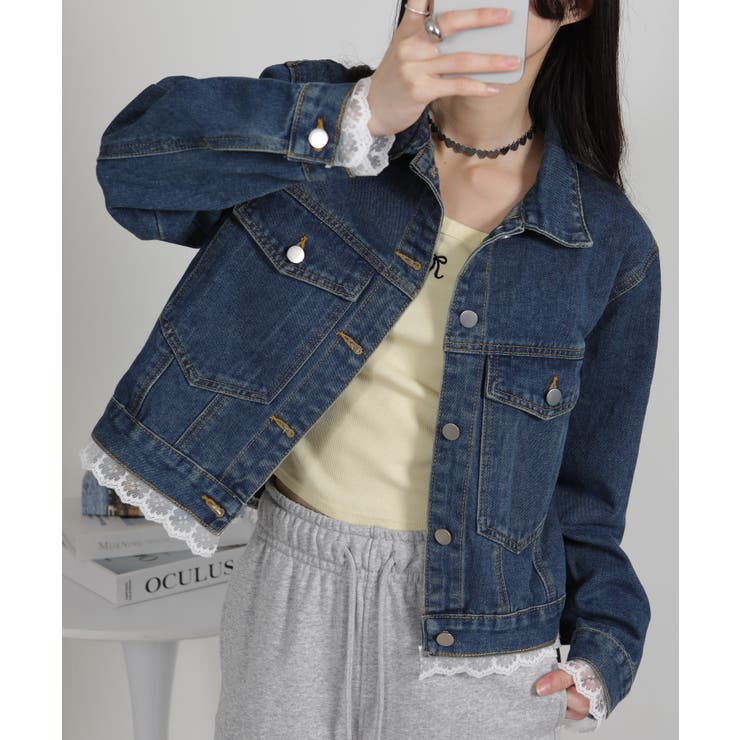 裾＆袖口レース付きショート丈Gジャン | Pumpkin  Port | 詳細画像18 