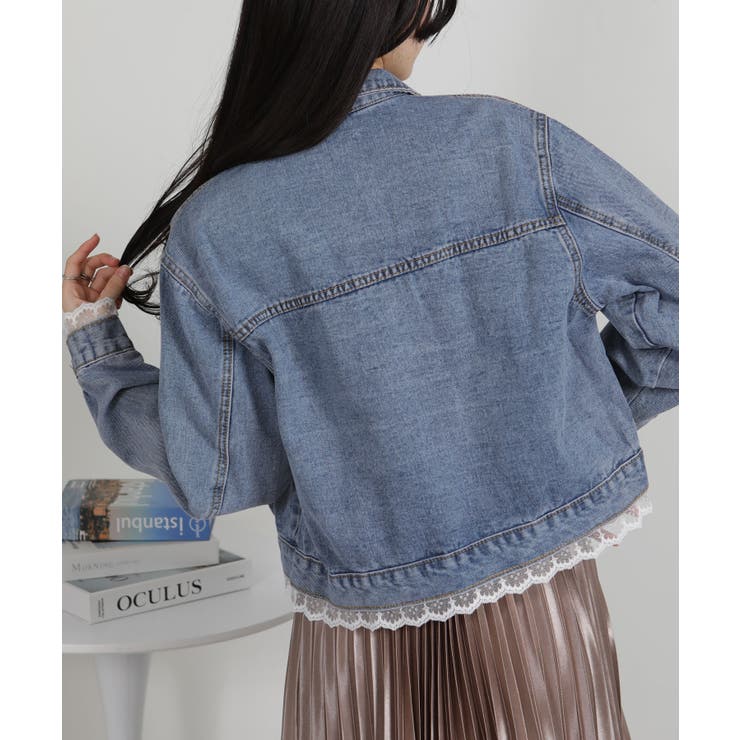 裾＆袖口レース付きショート丈Gジャン | Pumpkin  Port | 詳細画像6 