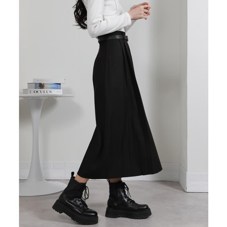 ベルト付 タックプリーツ ロングスカート | Pumpkin  Port | 詳細画像13 