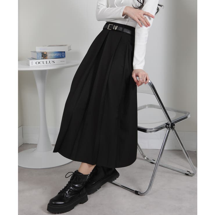 ベルト付 タックプリーツ ロングスカート | Pumpkin  Port | 詳細画像14 