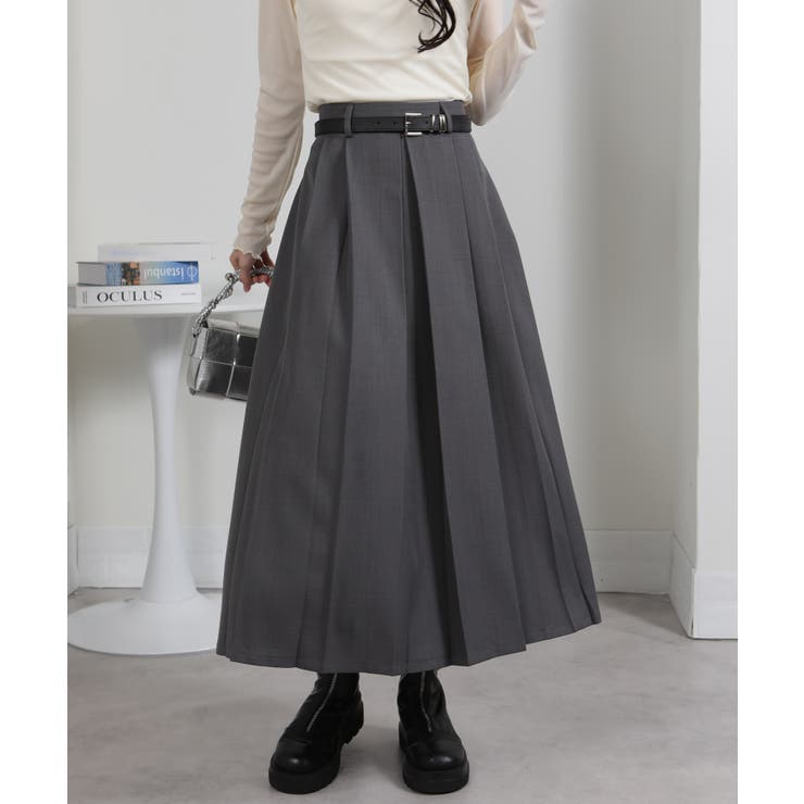 ベルト付 タックプリーツ ロングスカート | Pumpkin  Port | 詳細画像4 