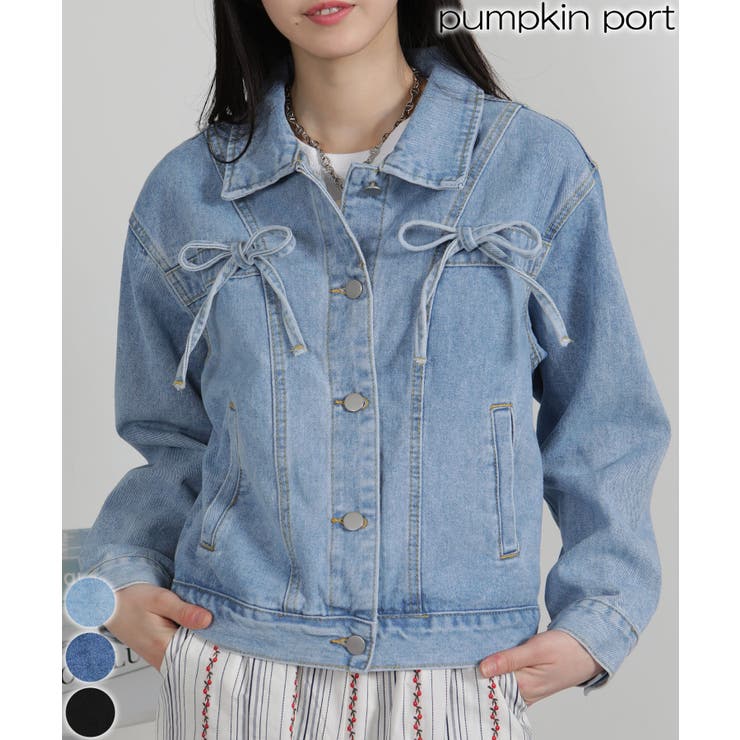 胸ポケット リボン付き デニムGジャン | Pumpkin  Port | 詳細画像1 