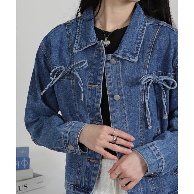 胸ポケット リボン付き デニムGジャン | Pumpkin  Port | 詳細画像13 