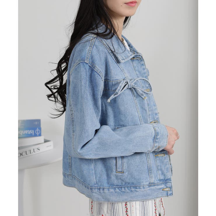 胸ポケット リボン付き デニムGジャン | Pumpkin  Port | 詳細画像5 