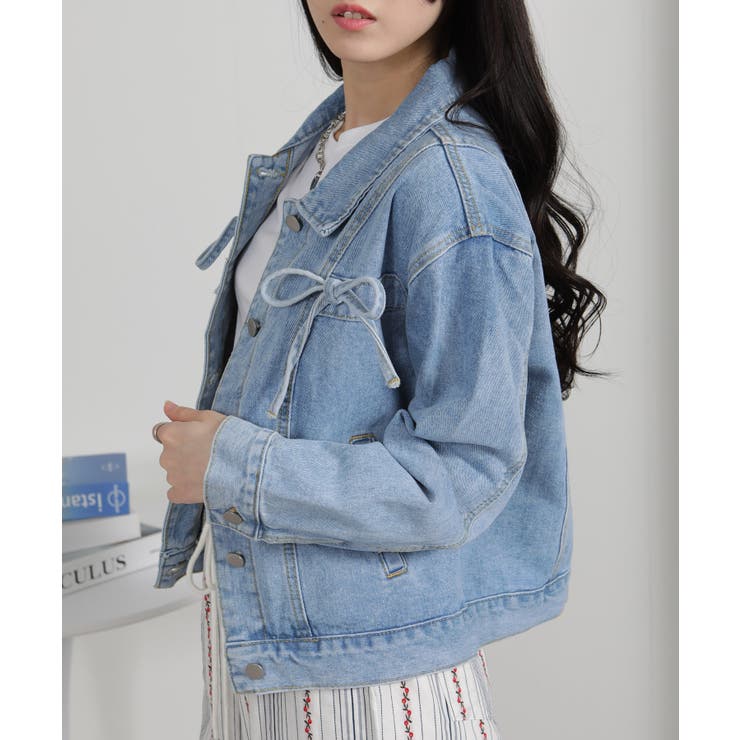 胸ポケット リボン付き デニムGジャン | Pumpkin  Port | 詳細画像7 