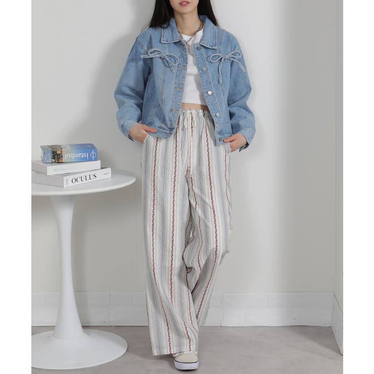 胸ポケット リボン付き デニムGジャン | Pumpkin  Port | 詳細画像8 